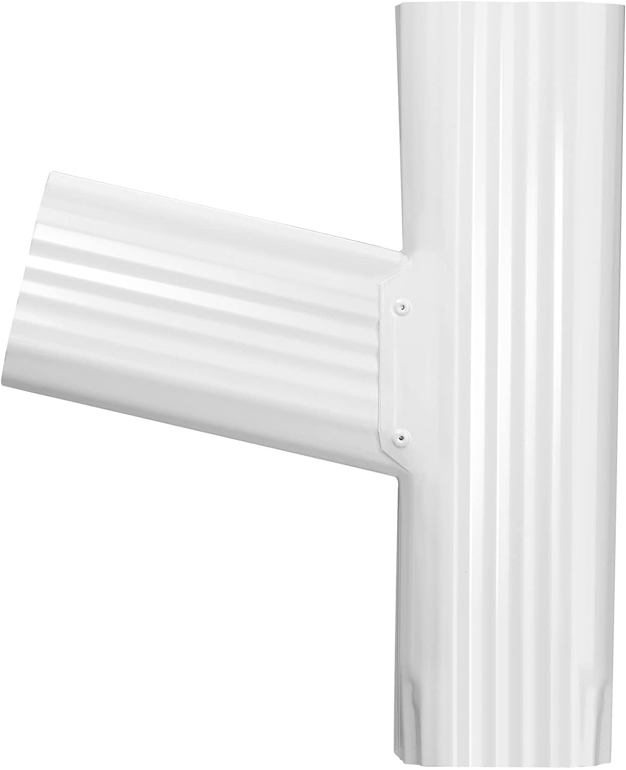 VYH Gutter Y Downspout For Connector 2x3 Standard Left High Gloss White, Downspout Y Connector 2x3, Gutter Y Connector, Rain Gutter Downspout