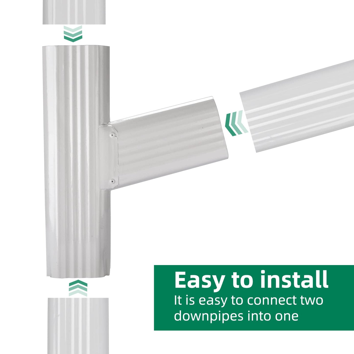 VYH Y Downspout, Downspout Gutter For Y Connector 2x3 Standard Right High Gloss White, Downspout Y Connector 2x3, Gutter Y Connector, Rain Gutter Downspout