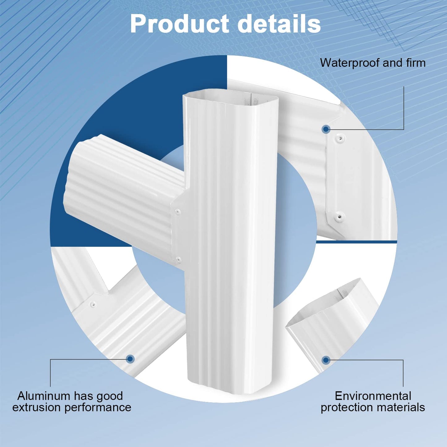 VYH Gutter Y Downspout For Connector 2x3 Standard Left High Gloss White, Downspout Y Connector 2x3, Gutter Y Connector, Rain Gutter Downspout