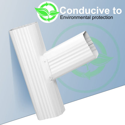 VYH Gutter Y Downspout For Connector 2x3 Standard Left High Gloss White, Downspout Y Connector 2x3, Gutter Y Connector, Rain Gutter Downspout